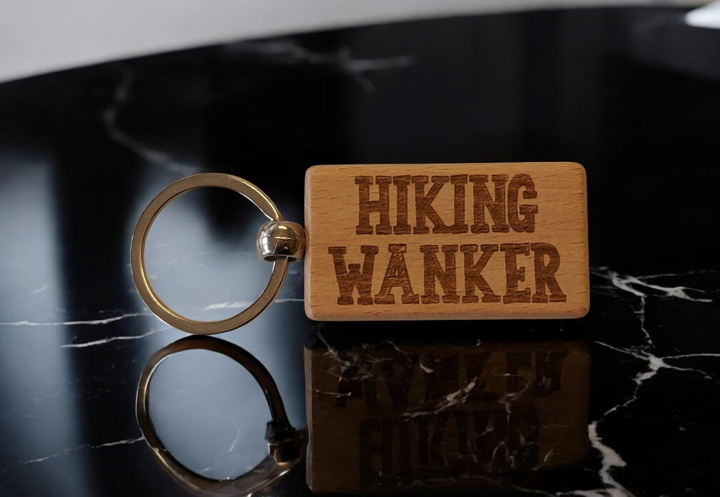 Hiking Keyring Gift - Hiking Wanker - Cute Engraved Wooden Hiker Key Fob Fun Novelty Nice Custom Present