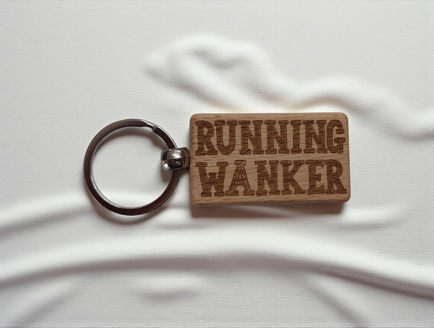Jogging Keyring Gift Running Wanker Engraved Wooden Keychain Present