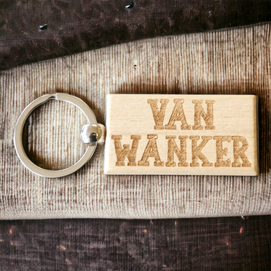 Van Keyring Gift Van Wanker Cute Engraved Wooden Driver Key Fob Fun Novelty Nice Custom Present