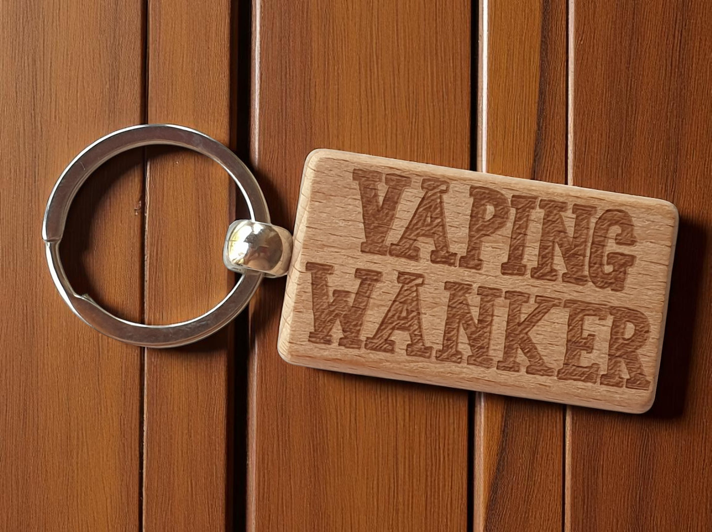 Vape Keyring Gift - Vaping Wanker - Cute Engraved Wooden Vaper Key Fob Fun Novelty Nice Custom Present