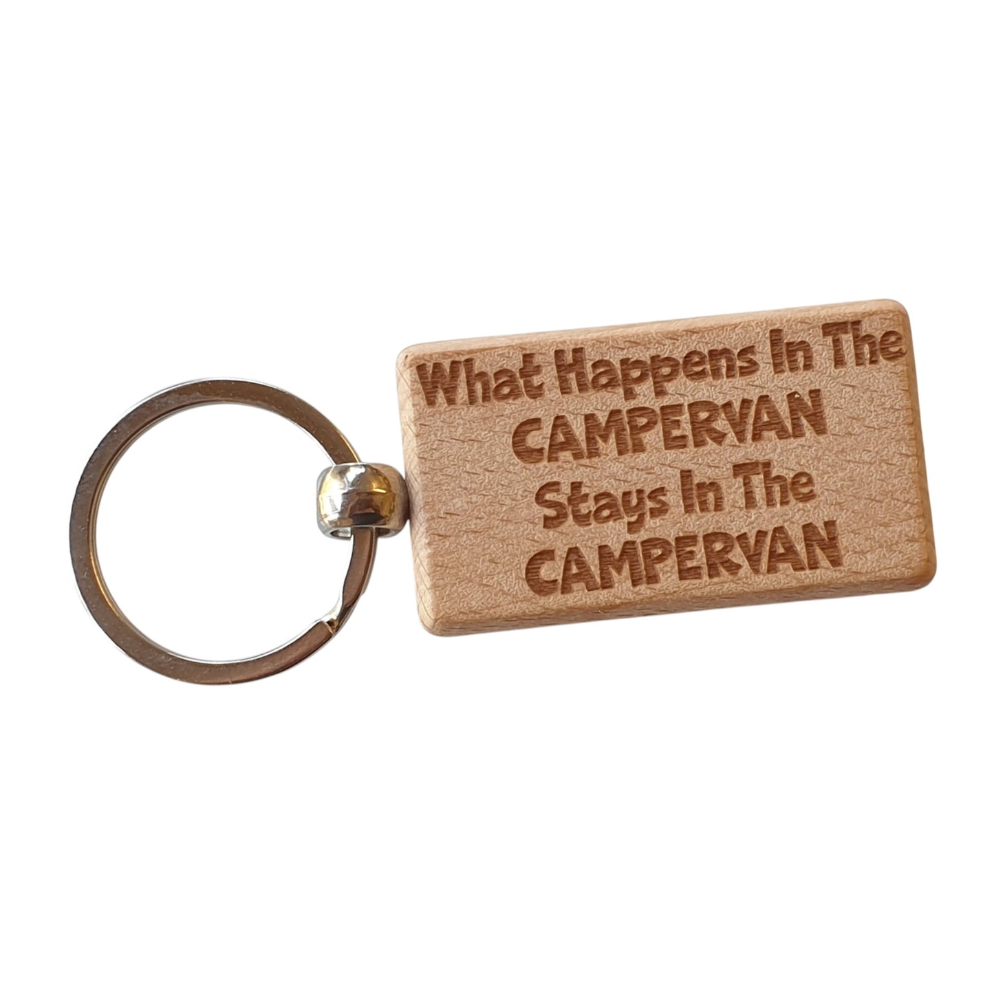 Campervan Keyring Gift What Happens In Stays In The Cute Engraved Wooden Key Fob Chain Fun Nice Custom Present