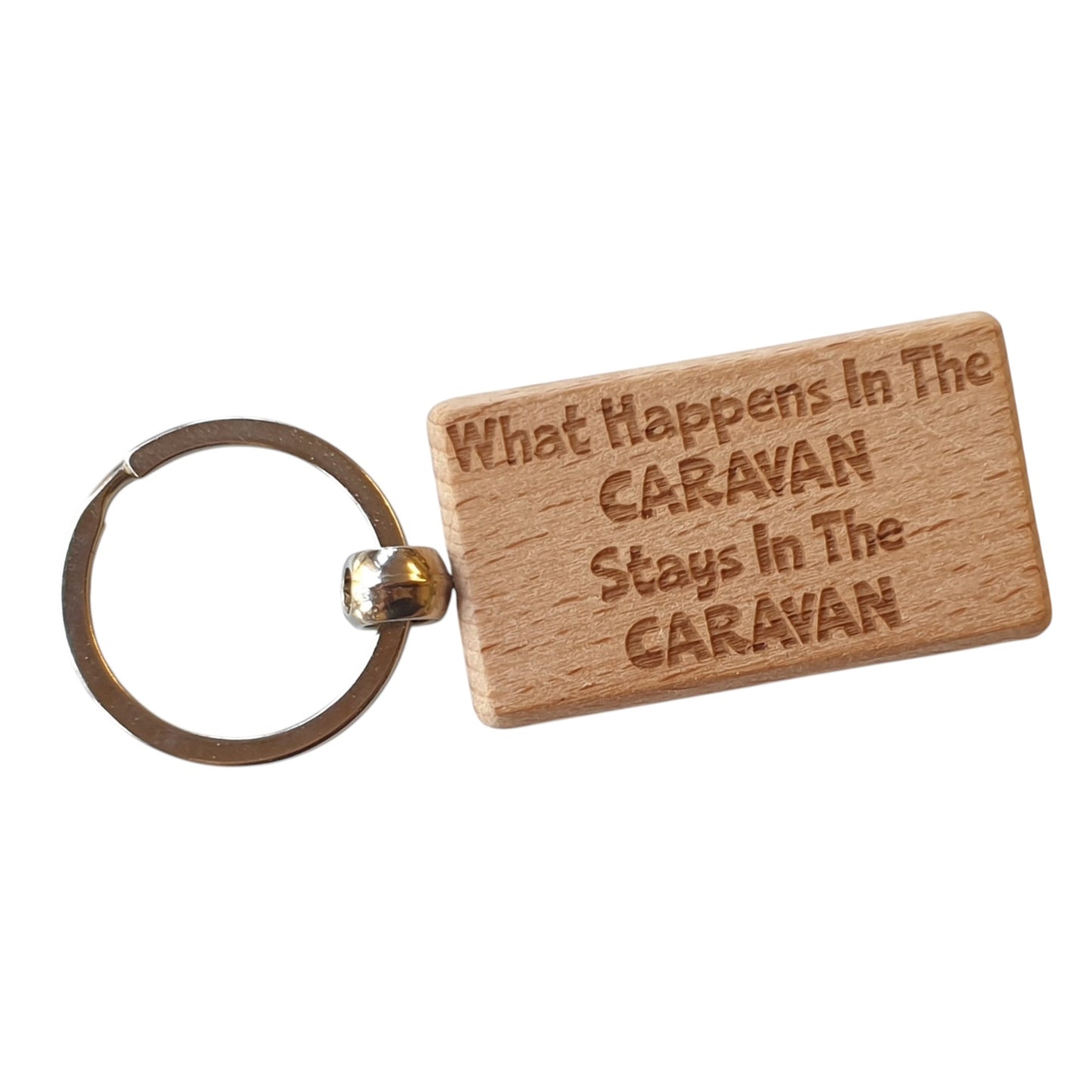 Caravan Keyring Gift What Happens In Stays In The Cute Engraved Wooden Key Fob Chain Fun Nice Custom Present