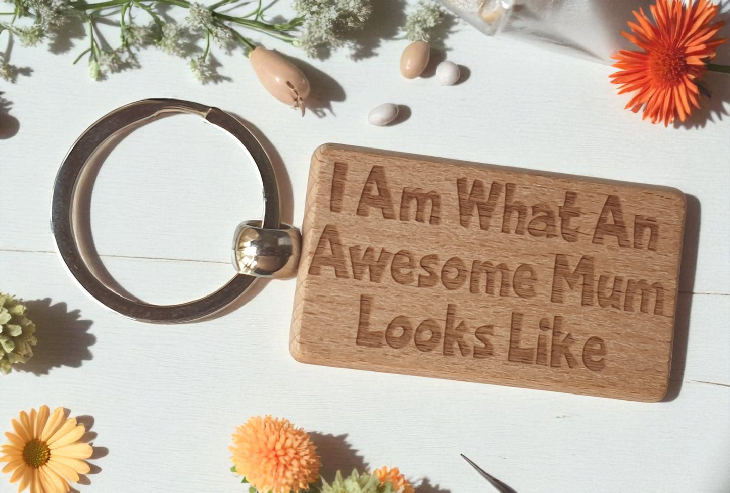 Mum Keyring Gift I Am What An Awesome Looks Like Engraved Wooden Key Fob Present