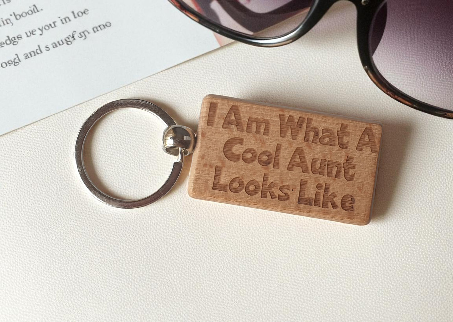 Aunt Keyring Gift I Am What A Cool Looks Like Engraved Wooden Key Fob Present