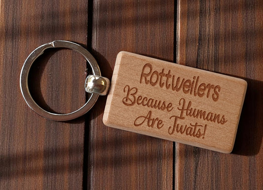 Shih Tzu Keyring Gift - Because Humans Are Twats - Nice Cute Engraved Wooden Key Fob Novelty Dog Owner Present