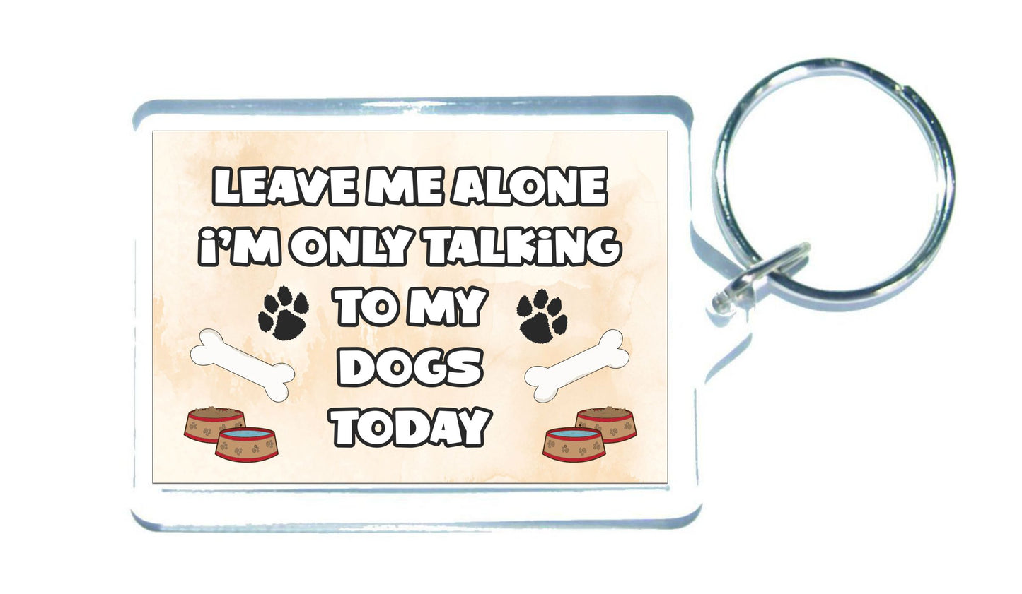 Dog Keyring Gift - Leave Me Alone I'm Only Talking To My Dogs Today - Fun Cute Novelty Animal Present