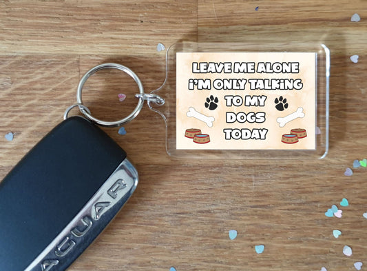 Dog Keyring Gift - Leave Me Alone I'm Only Talking To My Dogs Today - Fun Cute Novelty Animal Present