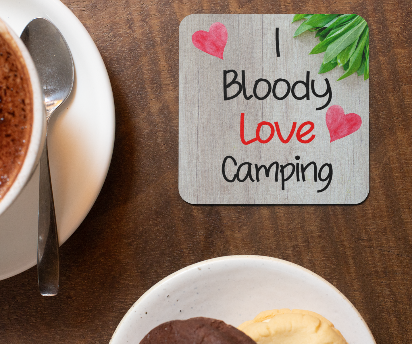 Holiday Coaster Gift - I Bloody Love Camping - Fun CORK Cute Novelty Present