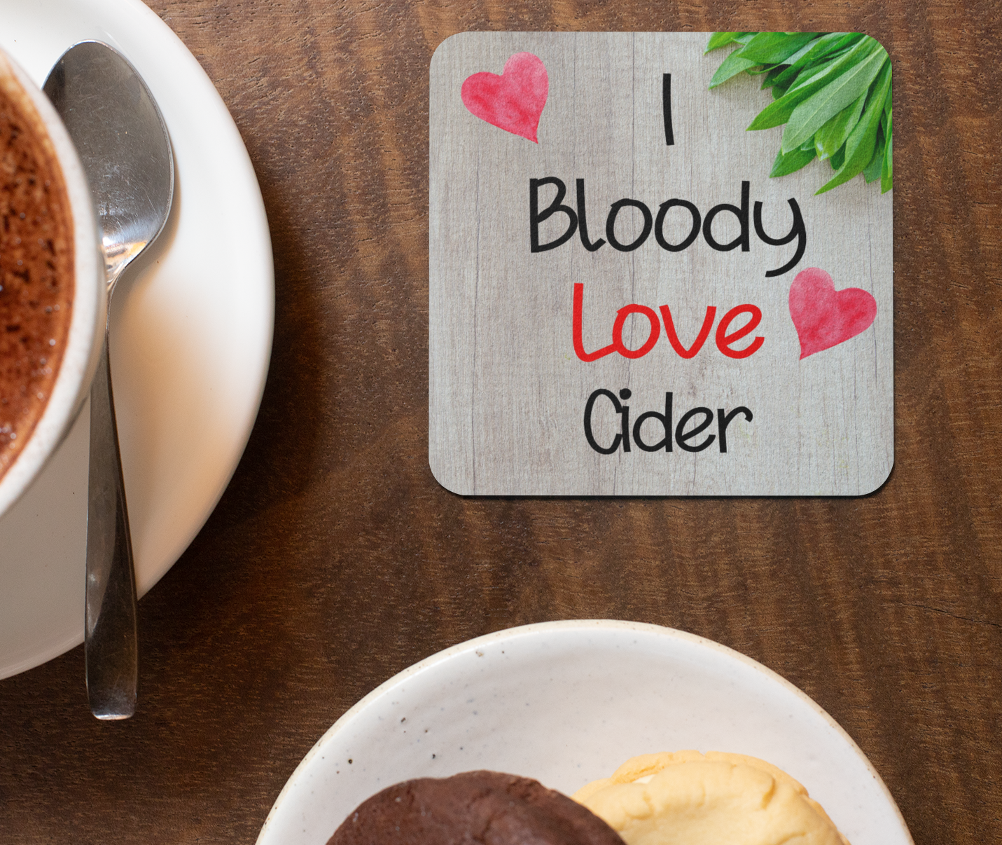 Alcohol Coaster Gift - I Bloody Love Cider- Cute Fun Novelty Drink CORK Present