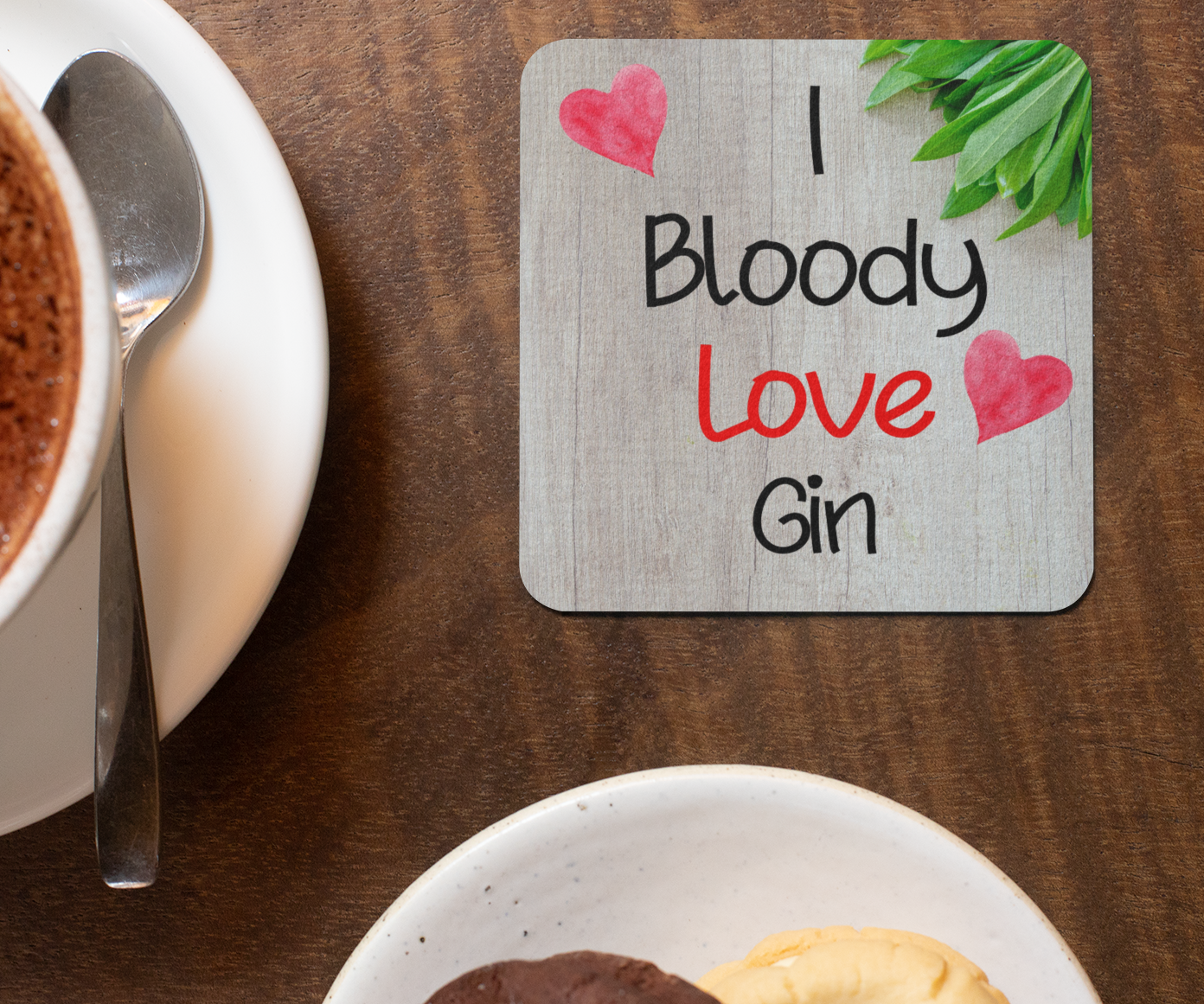 Alcohol Coaster Gift - I Bloody Love Gin- Cute Fun Novelty Drink CORK Present