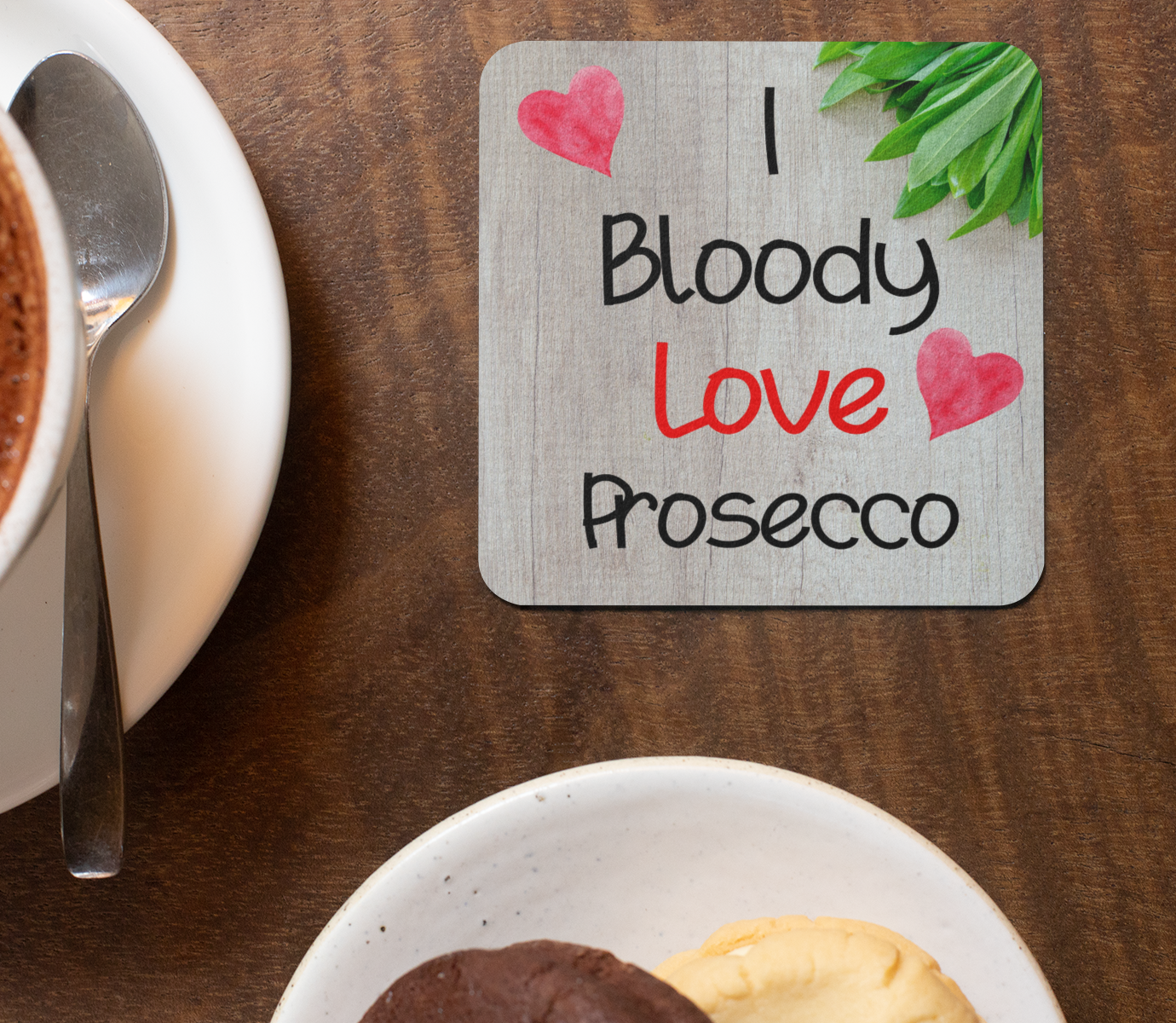 Alcohol Coaster Gift - I Bloody Love Prosecco - Cute Fun Novelty Drink CORK Present