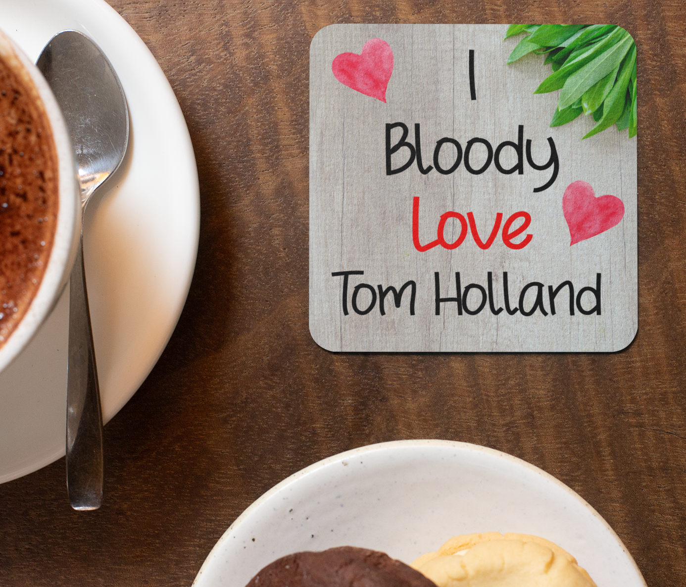 Tom Holland Coaster Gift - I Bloody Love Tom Holland - Cute Fun Novelty CORK Present