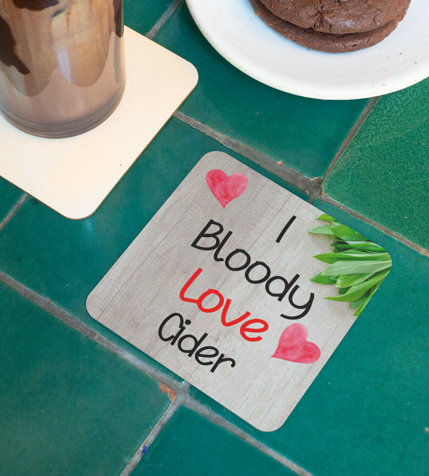 Alcohol Coaster Gift - I Bloody Love Cider- Cute Fun Novelty Drink CORK Present