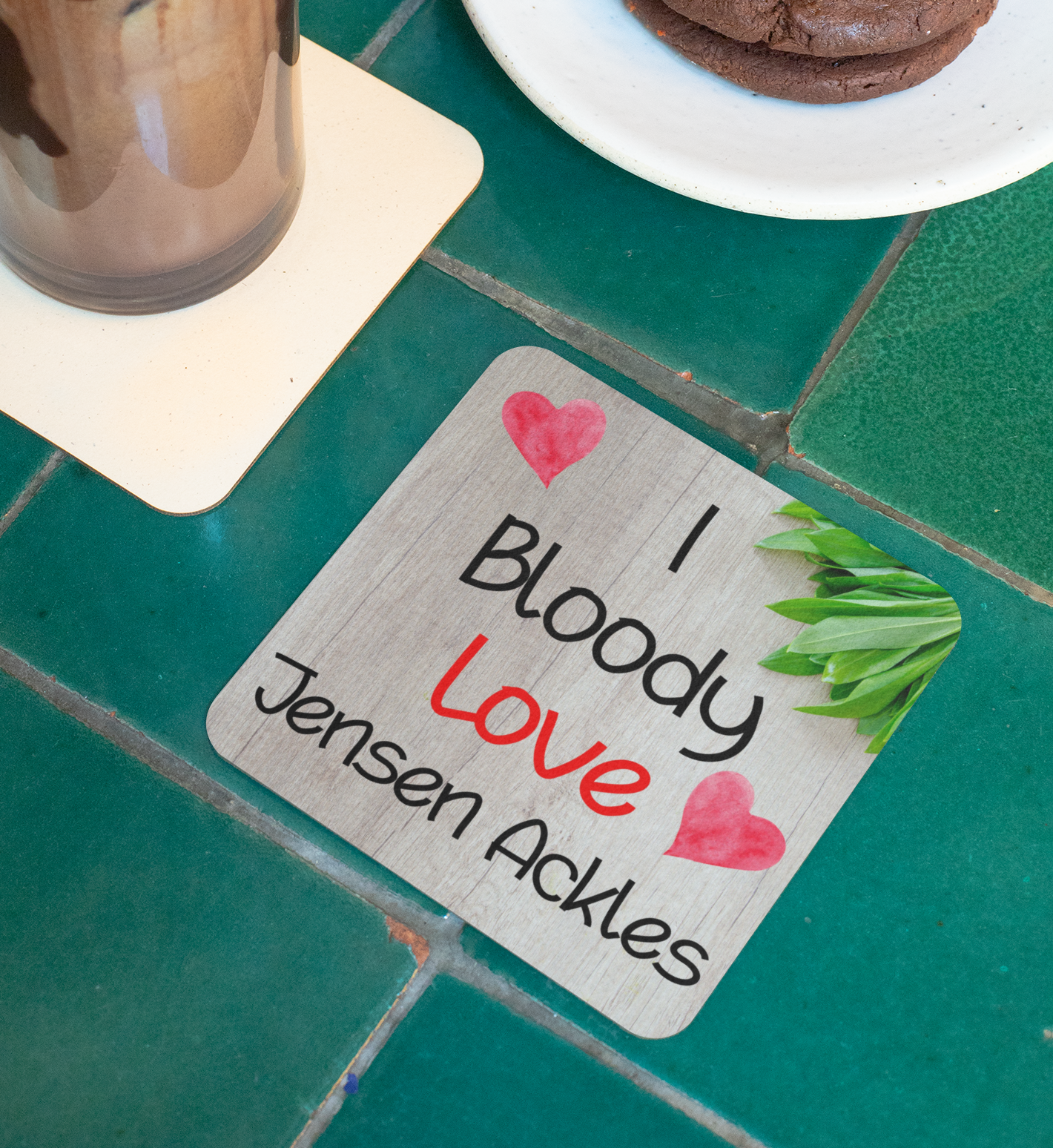 Film Star Coaster Gift - I Bloody Love Jensen Ackles - Cute Fun Novelty CORK Present