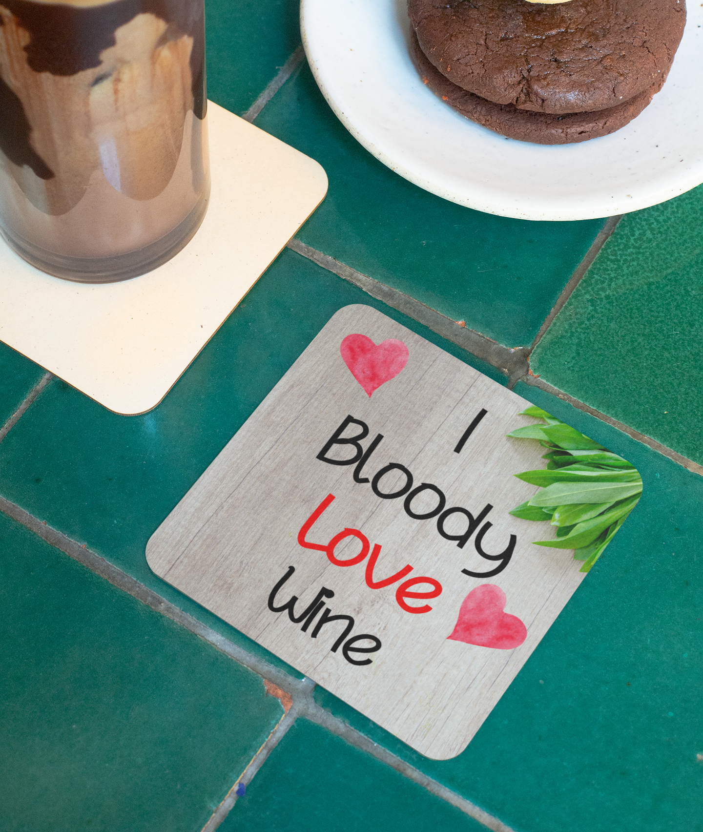 Alcohol Coaster Gift - I Bloody Love Wine - Cute Fun Novelty Drink CORK Present