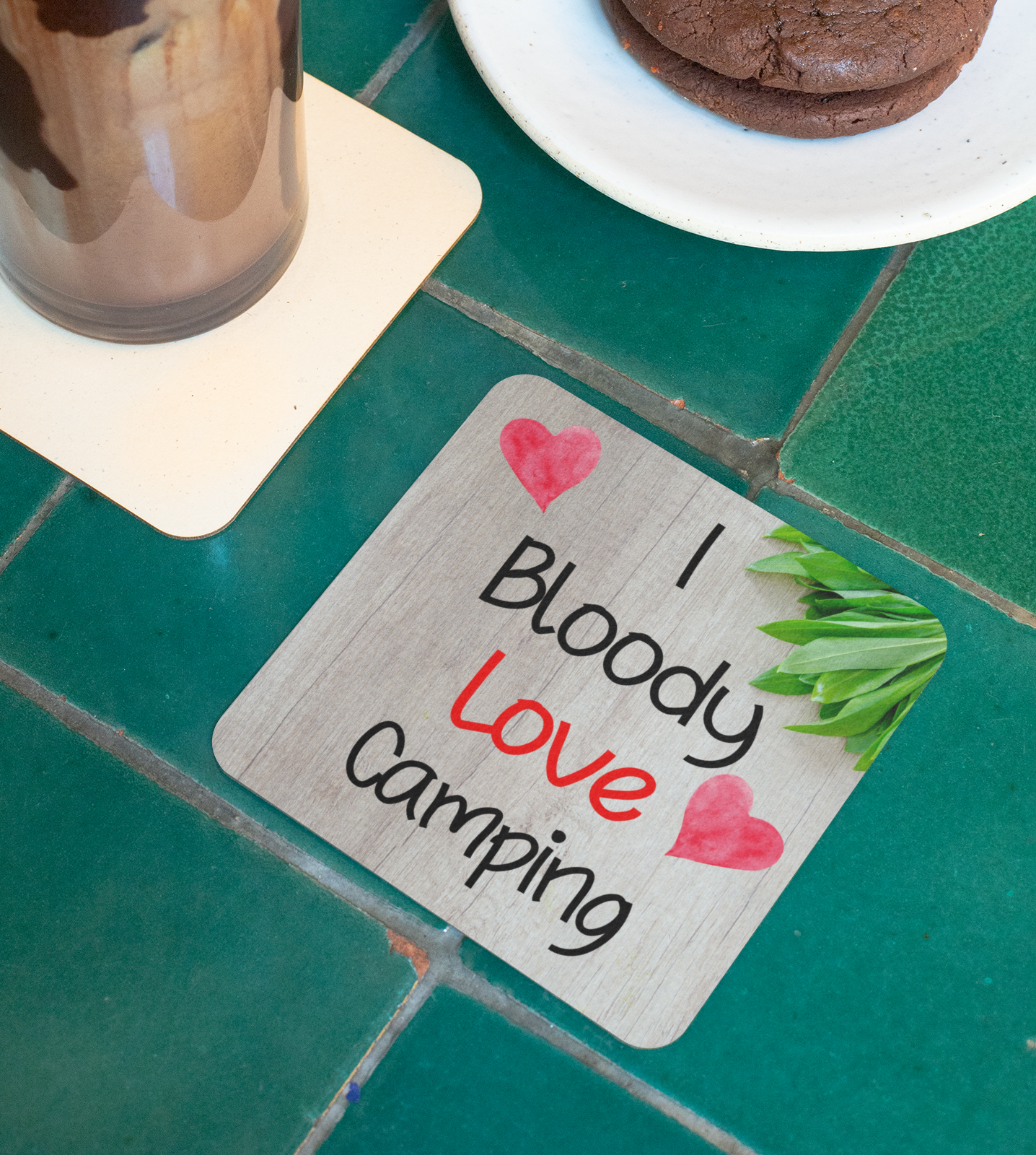 Holiday Coaster Gift - I Bloody Love Camping - Fun CORK Cute Novelty Present