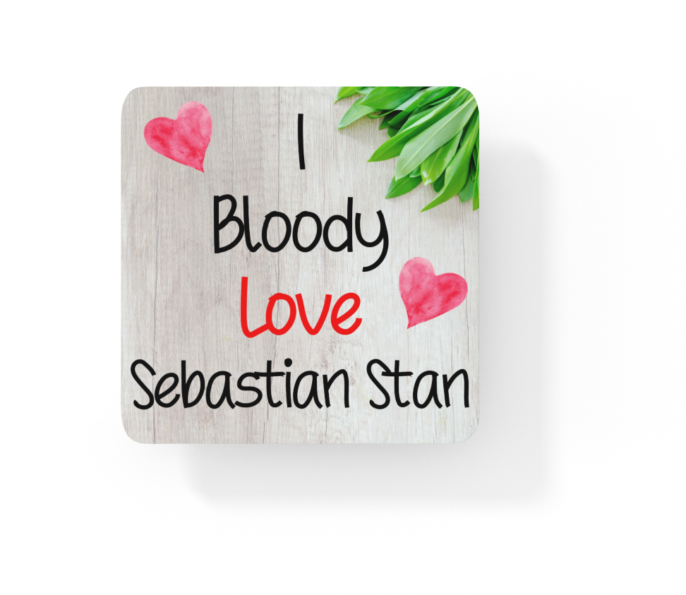 Film Star Coaster Gift - I Bloody Love Sebastian Stan - Cute Fun Novelty CORK Present