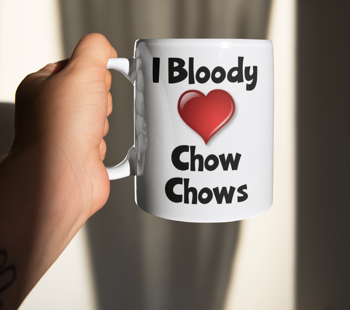 Chow Chow Mug Gift - I Bloody Love Heart - Nice Funny Cute Novelty Pet Dog Owner Cup Present