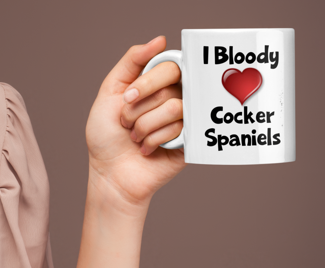 Cocker Spaniel Mug Gift - I Bloody Love Heart - Nice Funny Cute Novelty Pet Dog Owner Cup Present