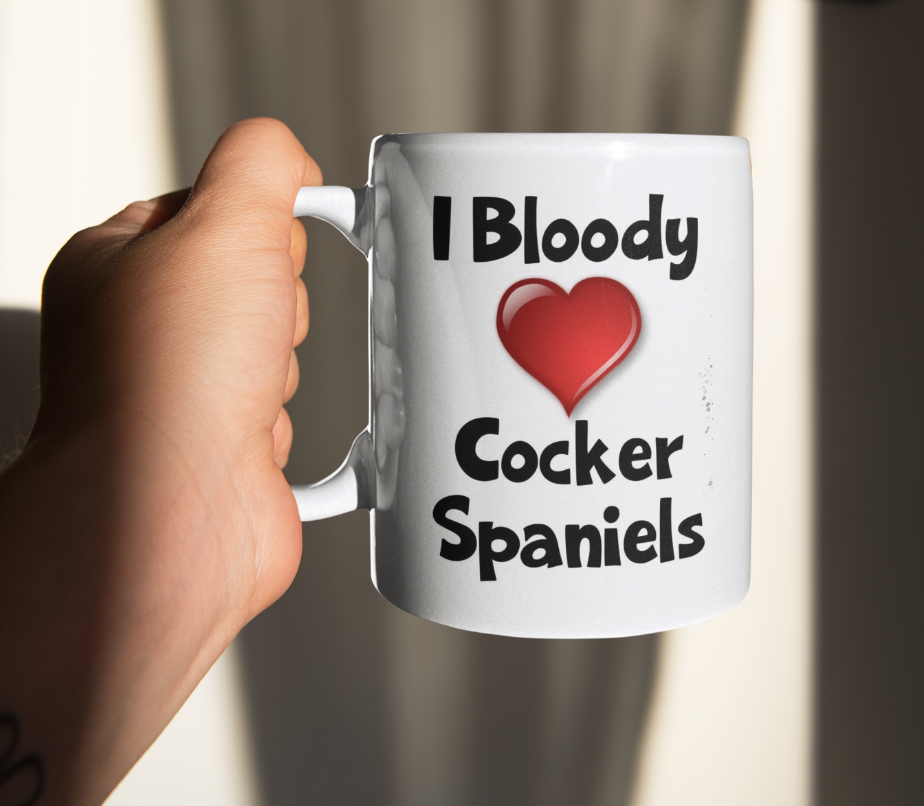Cocker Spaniel Mug Gift - I Bloody Love Heart - Nice Funny Cute Novelty Pet Dog Owner Cup Present