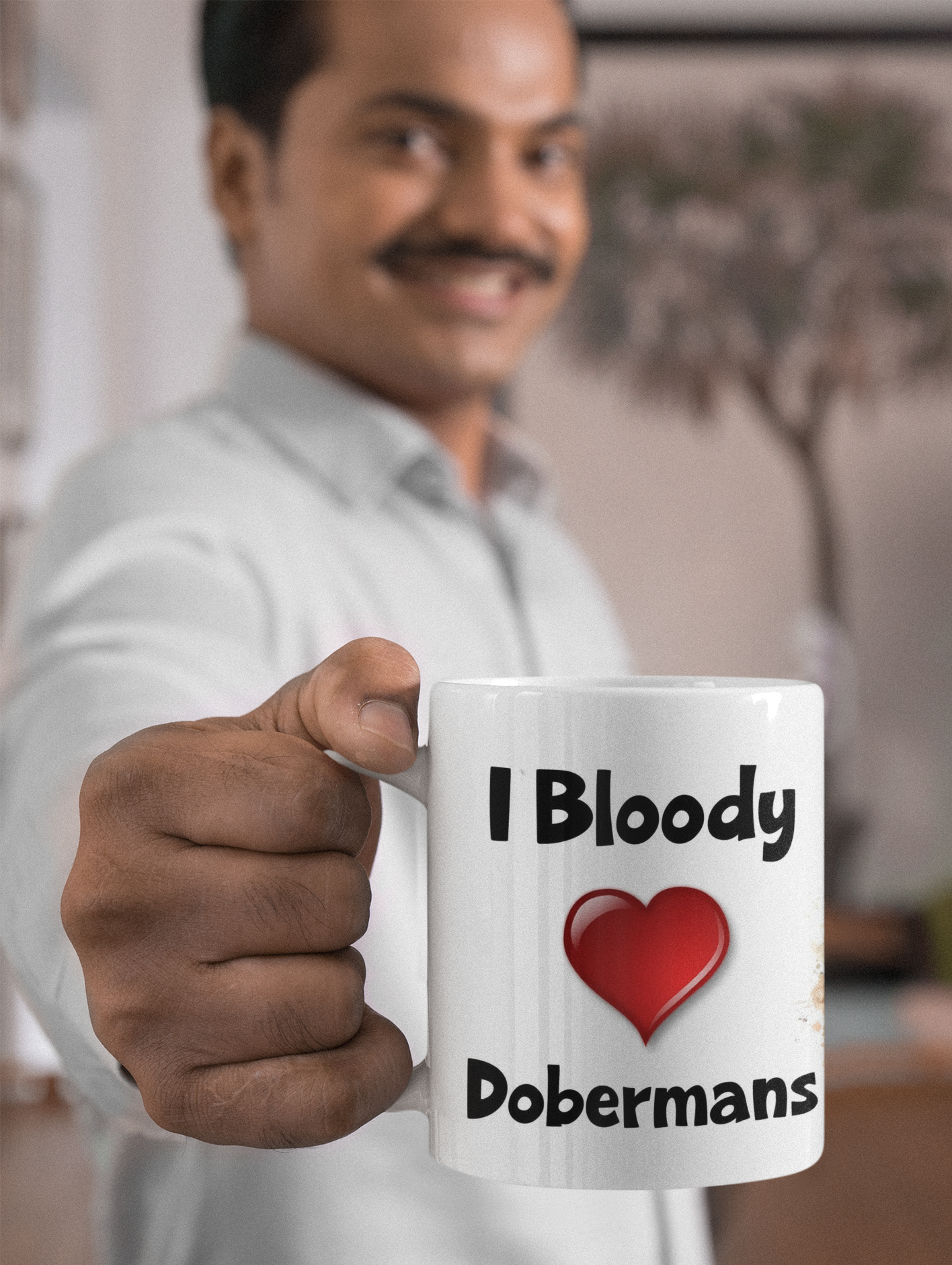 Doberman Mug Gift - I Bloody Love Heart - Nice Funny Cute Novelty Pet Dog Owner Cup Present