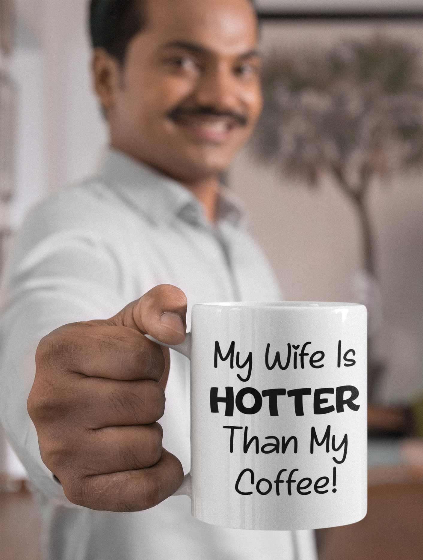 Husband Mug Gift - My Wife Is Hotter Than My Coffee - Novelty Funny Birthday Cup Present