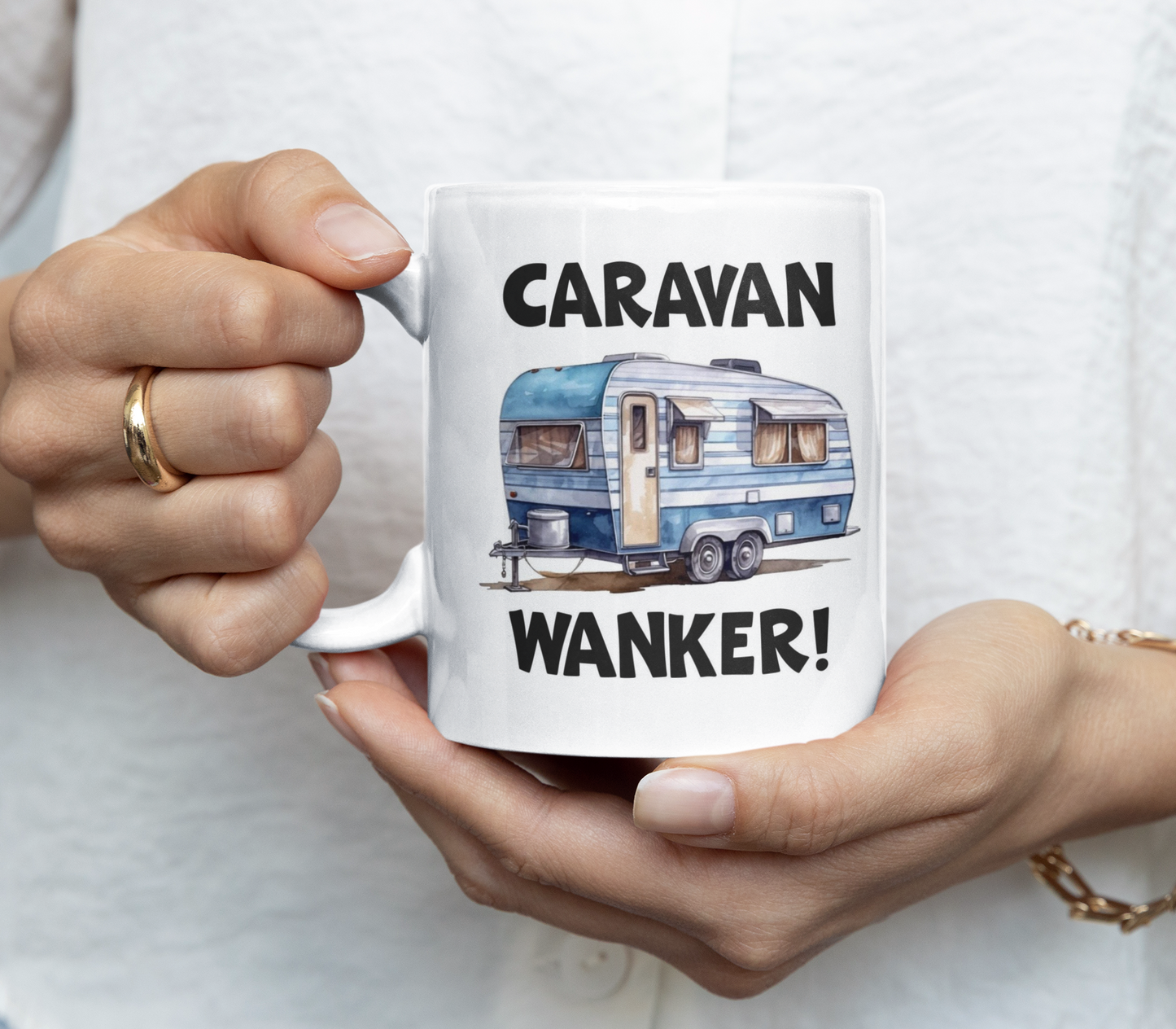 Caravan Mug Gift - Caravan Wanker - Novelty Rude Funny Joke Holiday Travel Vacation Cup Present
