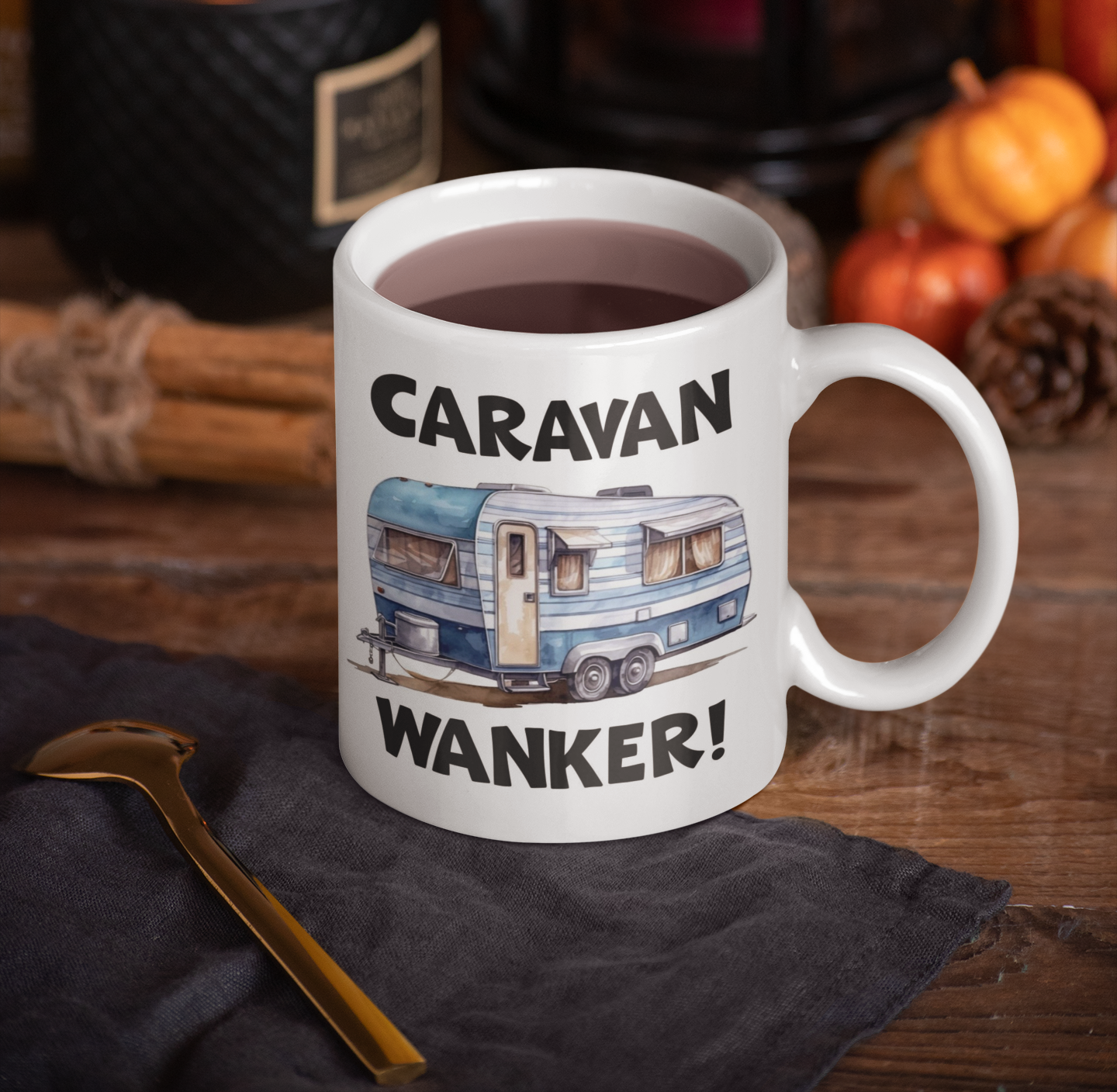 Caravan Mug Gift - Caravan Wanker - Novelty Rude Funny Joke Holiday Travel Vacation Cup Present