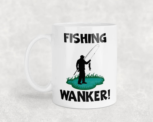 Fishing Wanker Mug Gift Novelty Cute Rude Funny Angling Angler Hobby Present