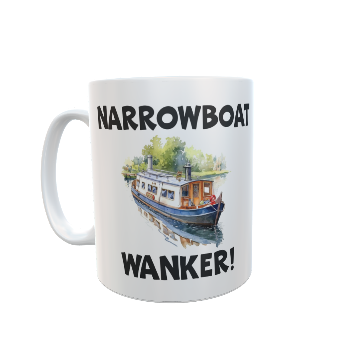 Narrowboat Wanker Mug Gift - Novelty Cute Canal Boat Rude Funny Holiday Travel Boating Vacation Cup Present