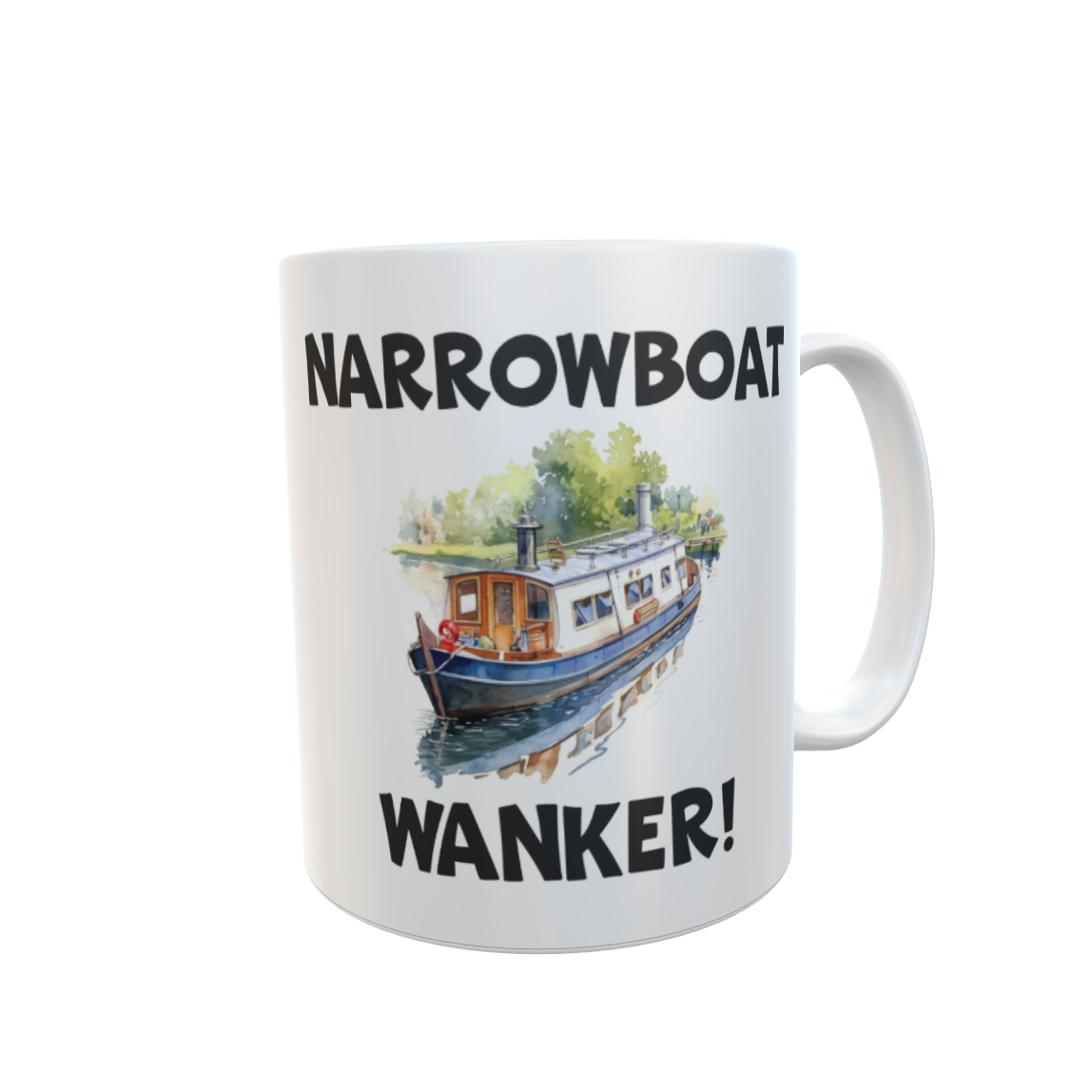 Narrowboat Wanker Mug Gift - Novelty Cute Canal Boat Rude Funny Holiday Travel Boating Vacation Cup Present