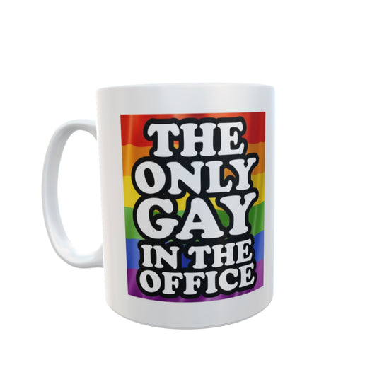 Gay Mug Gift The Only Gay In The Office Funny Cute Novelty Rainbow Cup Present