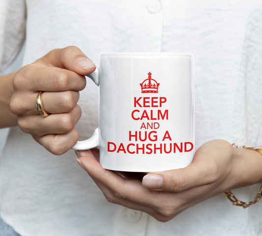 Dachshund Mug Gift - Keep Calm And Hug A - Nice Fun Cute Retro Style Novelty Cup Present