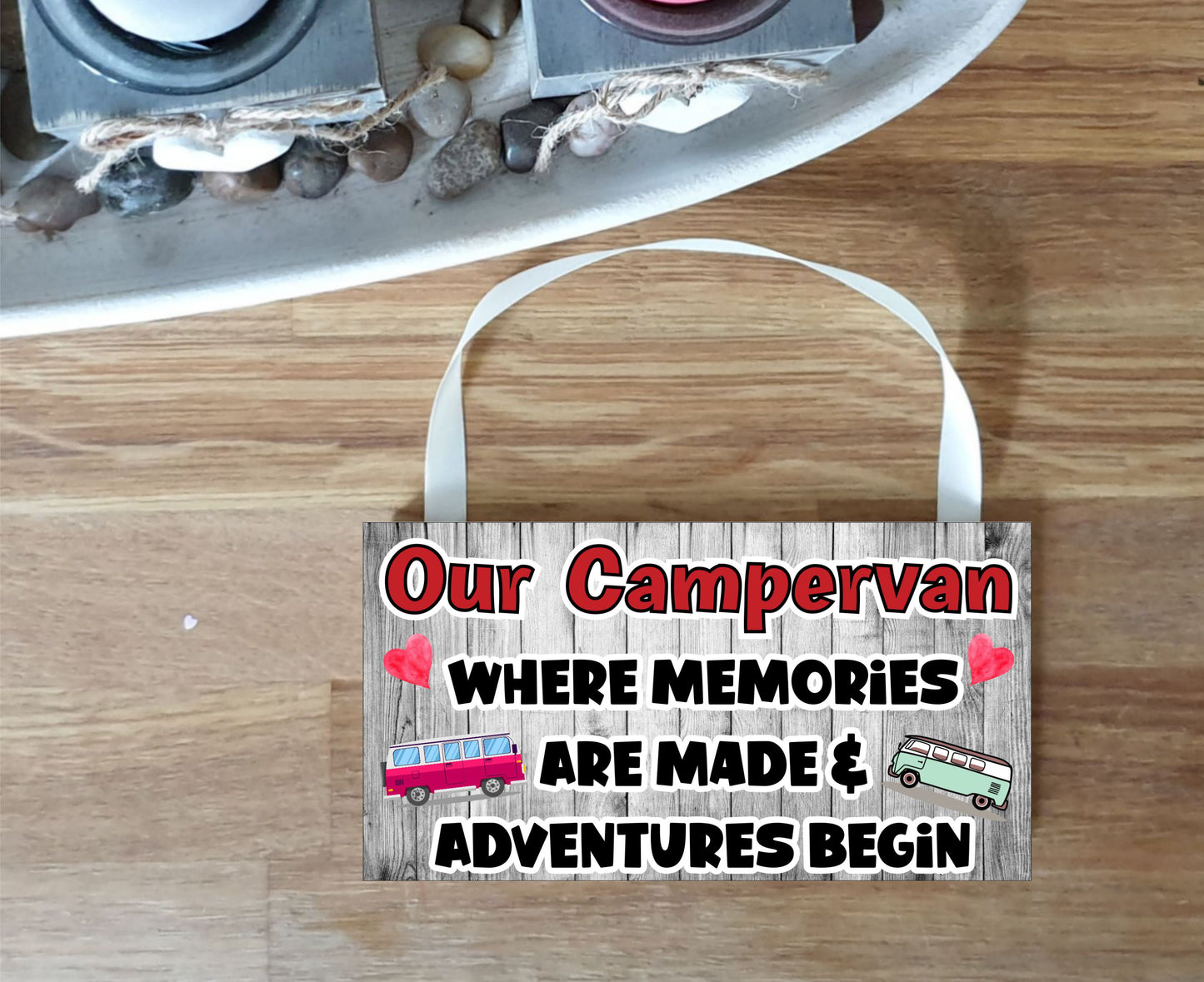 Campervan Plaque / Sign Gift - Where Memories are made and Adventures Begin - Fun Cute Holiday Novelty Present