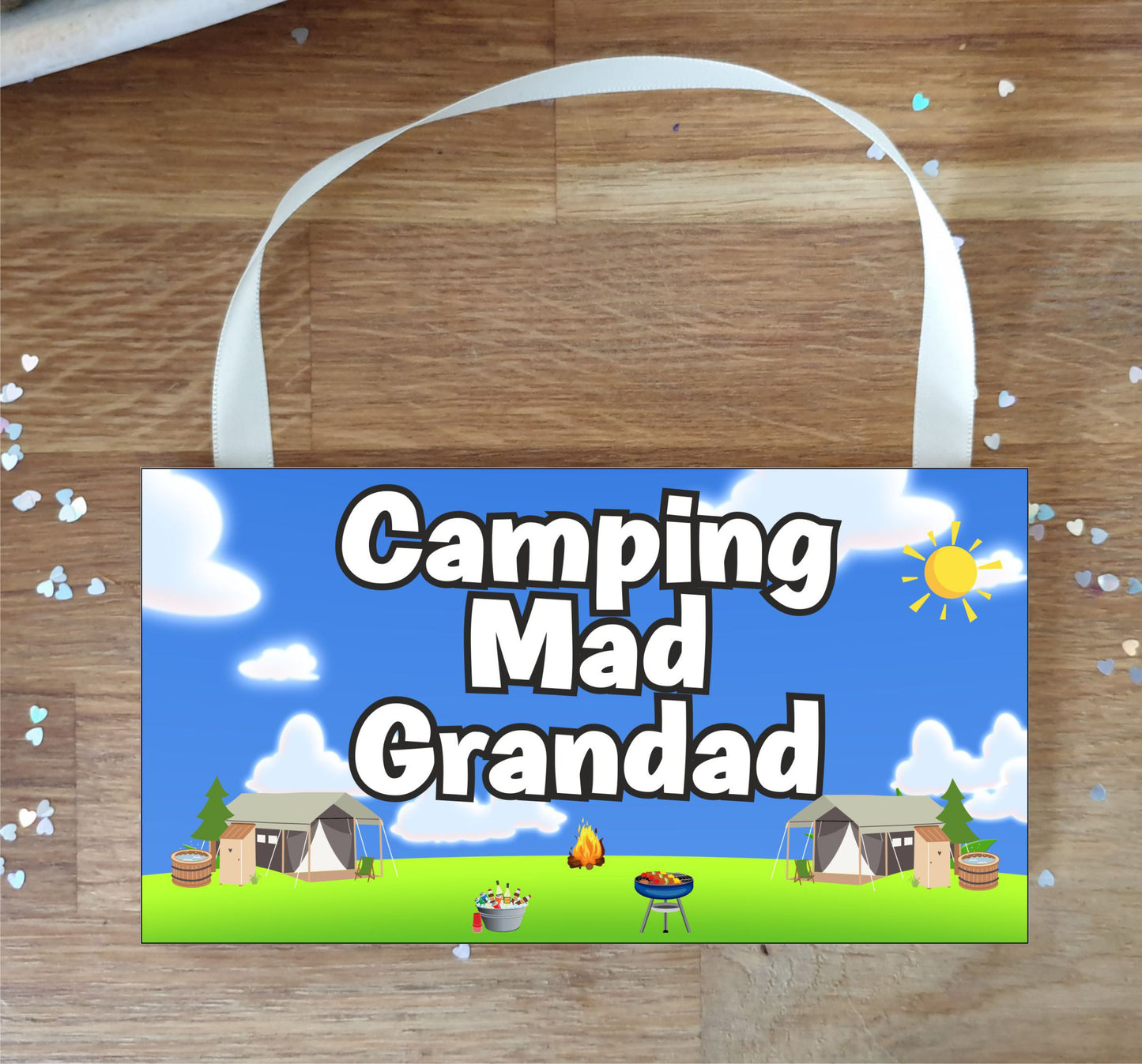 Grandad Camping Plaque / Sign Gift - Camping Mad Grandad - Fun Cute Holiday Novelty Present