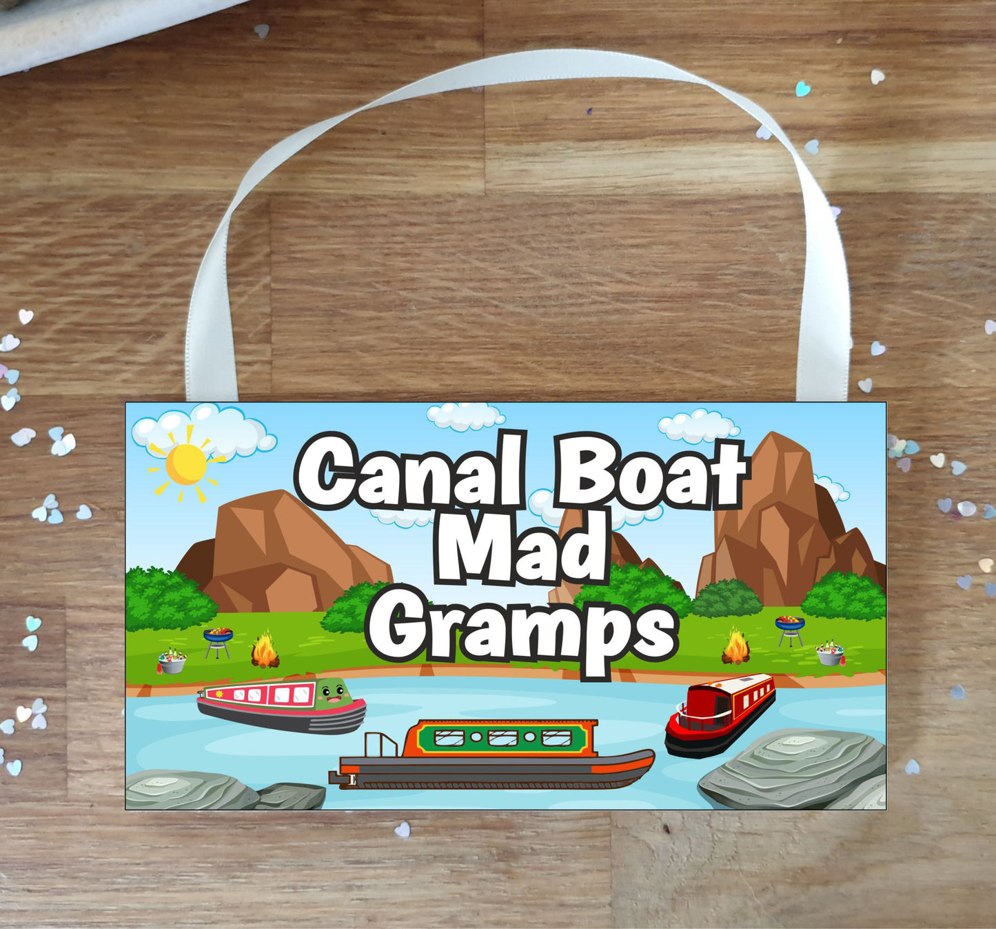 Gramps Canal Boat Plaque / Sign Gift - Canal Boat Mad Gramps - Fun Cute Holiday Novelty Present