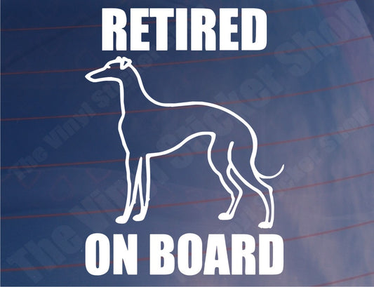 Car Sticker Retired Greyhound On Board Novelty Warning Van Window Bumper Boot Door Decal