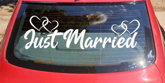 Just Married Car Sticker Wedding Car Window Decal Wedding Day Decoration Decals Alpha Monday