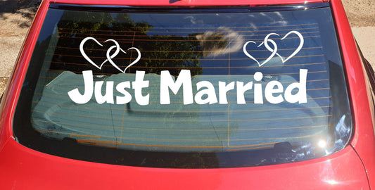 Just Married Car Sticker Wedding Car Window Decal Wedding Day Decoration Decals Comic World