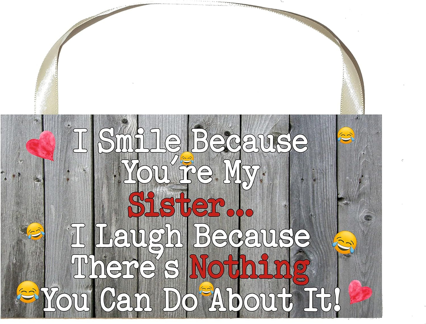 Sister Plaque Gift I Smile Because You're My Sister Fun Birthday Novelty Present
