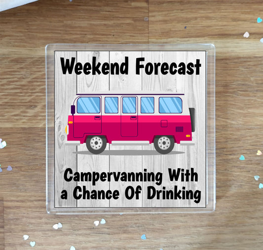 Campervan Coaster - Campervanning with a Chance of Drinking - Funny Cute Novelty Holiday Birthday Present