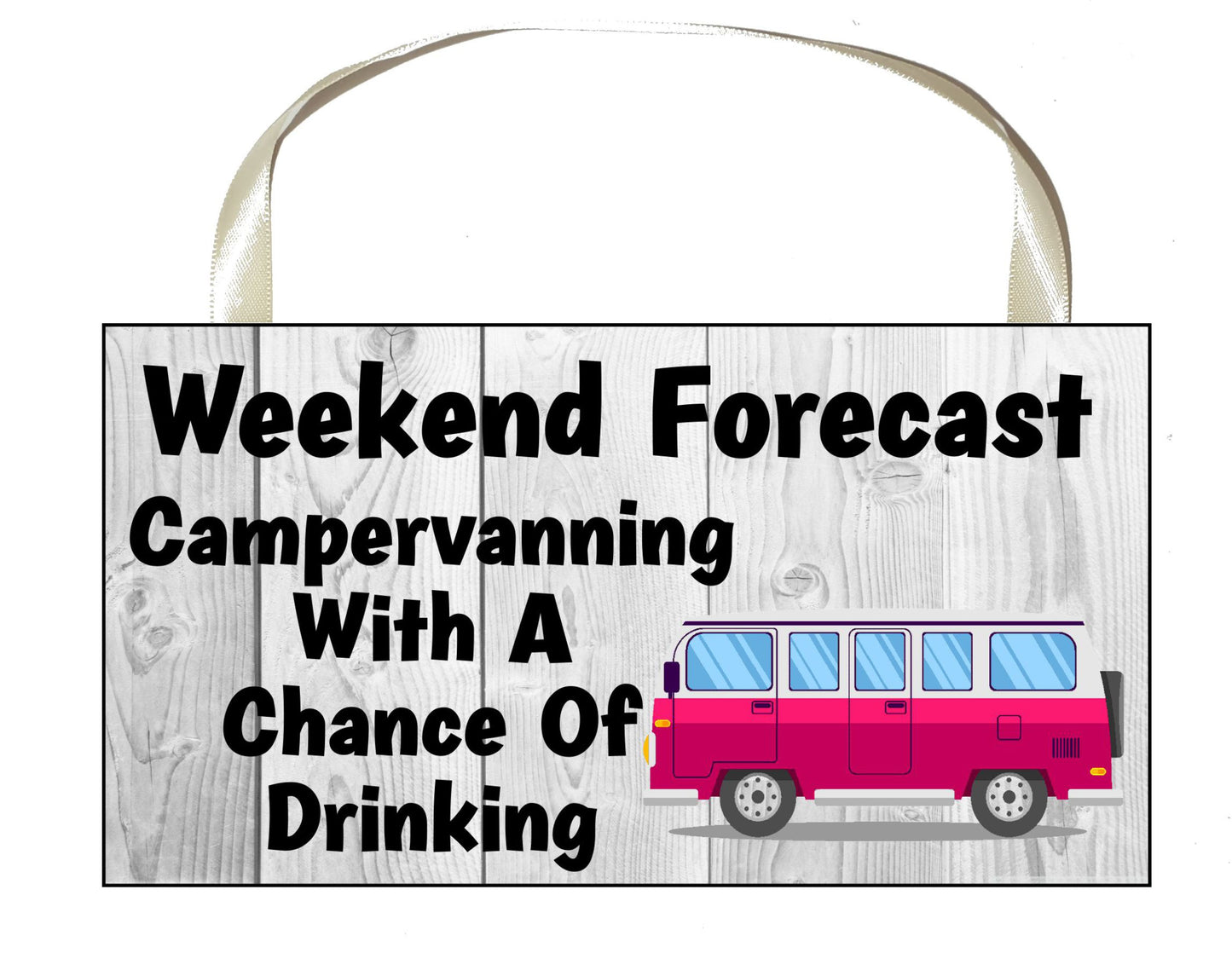 Campervan Plaque / Sign Gift - Campervanning With a Chance of Drinking - Fun Cute Cheeky Birthday Novelty Present