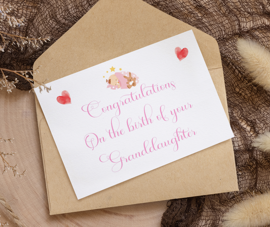 Congratulations Newborn Card - On The Birth of your Granddaughter - Nice Fun Cute Novelty Birth Greeting Card