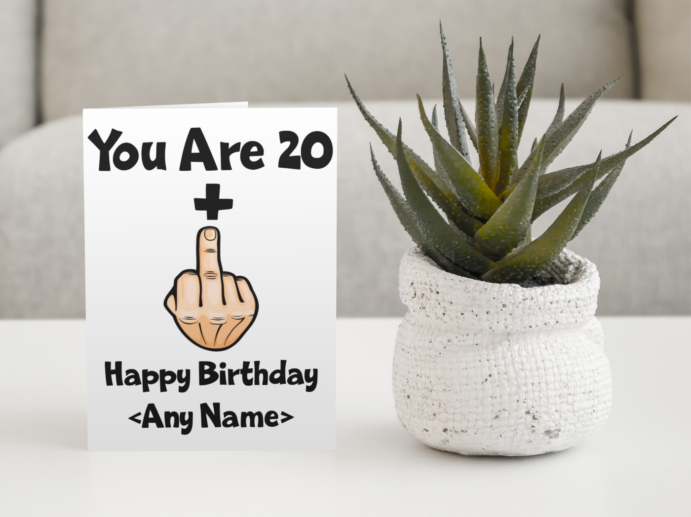 21st Birthday Card Gift - You Are 20 Plus Middle Finger (One) Any Name - Personalised Funny Cute Rude Twenty First Birthday Present