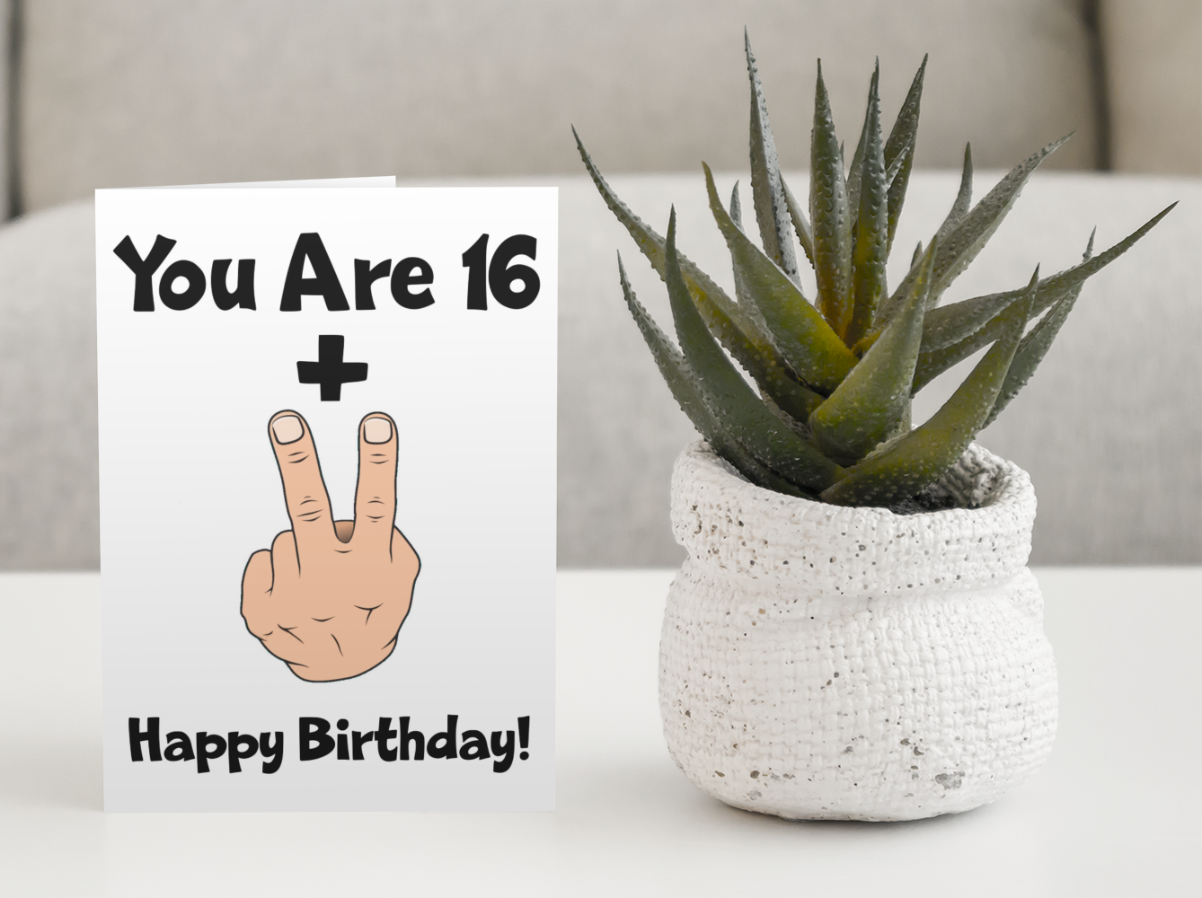 18th Birthday Card Gift - You Are 16 Plus Two Fingers - Funny Cute Rude Teenager Birthday Present