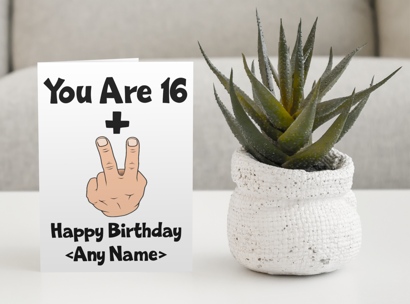18th Birthday Card Gift - You Are 16 Plus Two Fingers Any Name - Personalised Funny Cute Rude Teenager Birthday Present