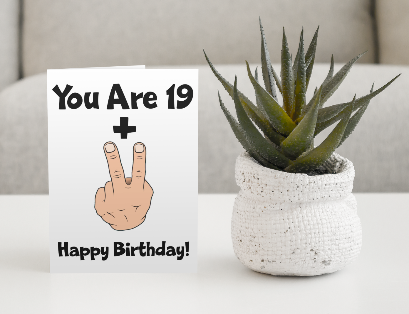 21st Birthday Card Gift - You Are 19 Plus Two Fingers - Funny Cute Rude Twenty First Birthday Present