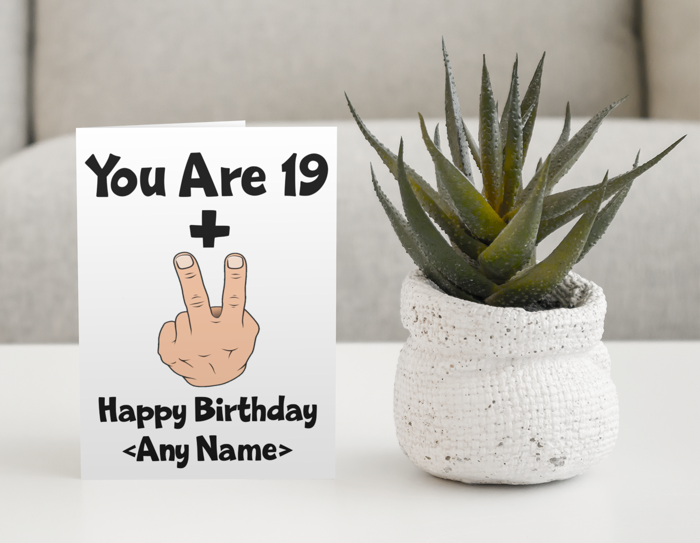21st Birthday Card Gift - You Are 19 Plus Two Fingers Any Name - Personalised Funny Cute Rude Twenty First Birthday Present