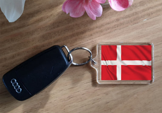 Denmark Flag Keyring Gift - Cute Danish Novelty Key Fob - Birthday Present
