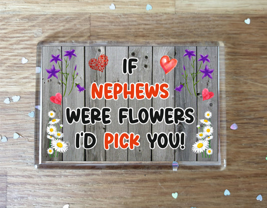 Nephew Fridge Magnet - If Nephews were Flowers I'd Pick You - Novelty Love Gift - Fun Birthday Christmas Present